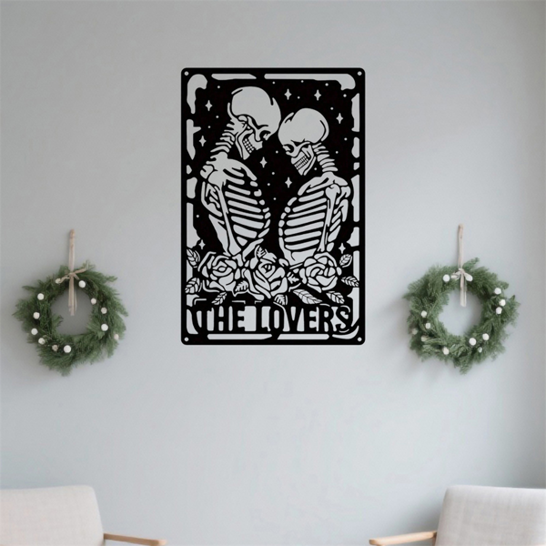 CIFbuy哥特情侣骷髅金属墙壁艺术 复古朋克装饰标识适用于客厅卧室露台 TikTok、temu下自提-2