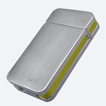 SIKARO®星空* 银面金色边条日本设计时尚强力防风打火机雪茄香烟厨房户外可重复充气可调节火焰高度便携式