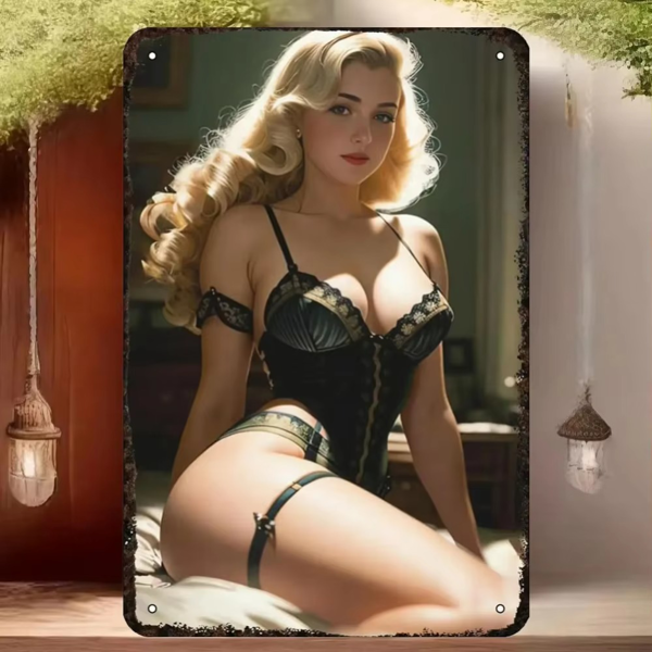 CIFbuy复古风女郎装饰铝板挂画 家居装饰艺术墙贴（TikTok、temu下自提）-5