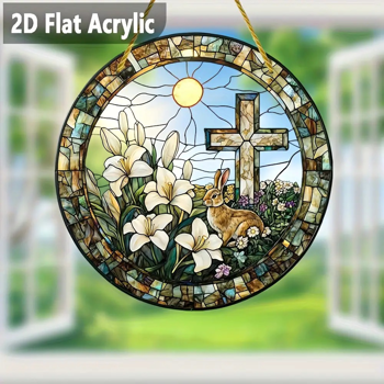 CIFbuy 复活节兔子太阳捕手窗挂装饰亚克力波西米亚风格庭院阳台礼物（TikTok、temu下自提）