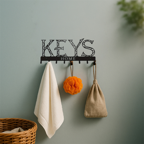 1pc金属墙安装钥匙挂钩：一个时尚的装饰墙装饰。冲孔/粘接安装存储解决方案，确保简单和整洁的关键组织（TikTok、temu下自提）-5