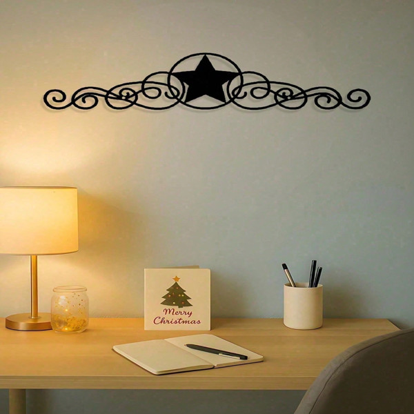 CIFbuy复古黑色金属墙壁星星挂饰乡村农场西部万圣圣诞节日派对装饰(TikTok、temu下自提)-5