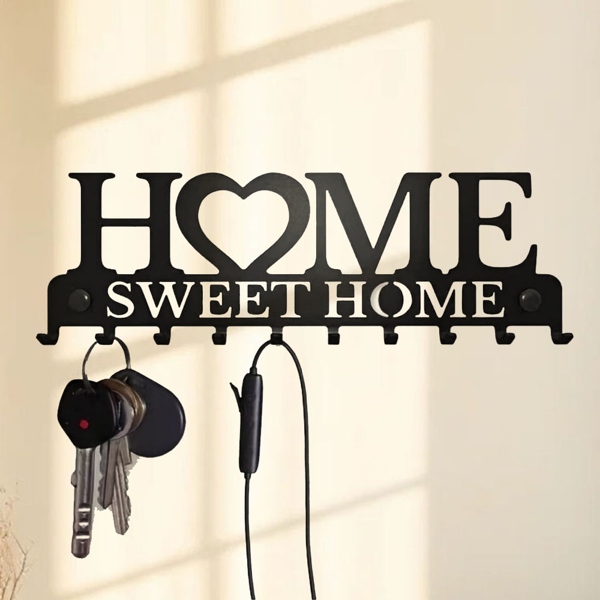 CIFbuy黑色墙壁钥匙挂钩置物架收纳架（TikTok、temu下自提）-1