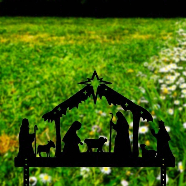 CIFbuy防水金属圣诞马槽投影灯户外墙壁节日装饰礼物(TikTok、temu下自提)-2