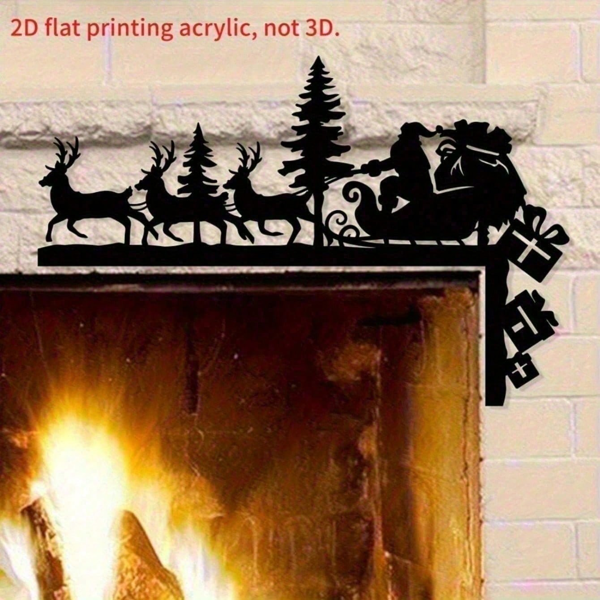 CIFbuy三维驯鹿角圣诞老人剪影金属墙饰 节日挂饰家居装饰品（TikTok、temu下自提）-7