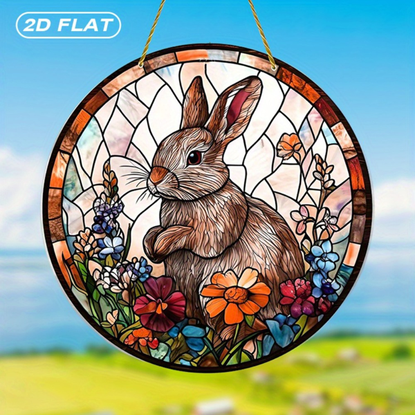 CIFbuy透光挂饰亚克力花卉兔子房间窗户装饰生日礼物（TikTok、temu下自提）-2