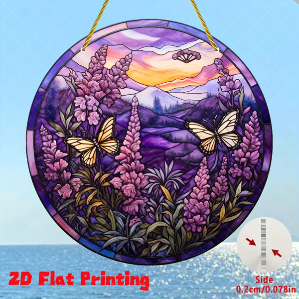 CIFbuy 7.9英寸薰衣草蝴蝶墙饰窗饰 彩色玻璃效果家居花园装饰（TikTok、temu下自提）-7