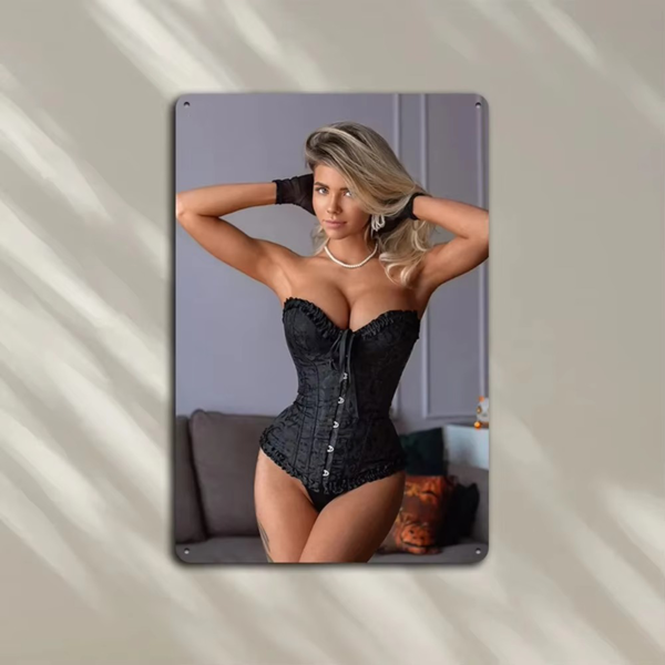 CIFbuy复古金发女郎黑色蕾丝胸衣墙饰 家居办公室装饰品（TikTok、temu下自提）-5