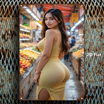 CIFbuy复古亚洲水果市场墙面装饰 免打孔厨房家居铝制壁画（TikTok、temu下自提）