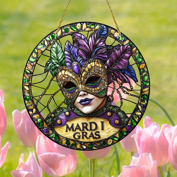 CIFbuy多彩太阳捕捉器悬挂装饰亚克力面具玻璃效果室内花园门廊节日场景装饰礼品 (TikTok、temu下自提)-8