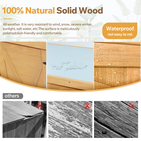 不同于普通的实木收纳柜,可对标HDPE材质,新款实木带储物柜和金属台面的盆栽台，用于户外露台、户外工作台表面两层水性漆-金黄色，可自提-6