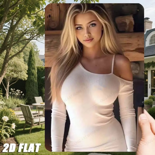 CIFbuy 优雅白色8x12英寸铝制墙面装饰 女装主题墙面挂饰 万圣节圣诞节房间装饰 2D平面长袖款式(TikTok、temu下自提)-2