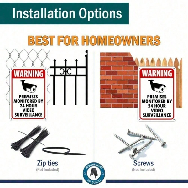 CIFbuy 24/7 实时视频监控警示牌 家用商用防盗安全金属标牌 (TikTok、temu下自提)-8