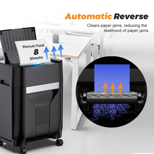 家用/办公120页自动进纸碎纸机，60分钟不间断运行，商用级重型碎纸机，带滚轮的交叉切割碎纸机，P-4安全等级，5.28加仑容量，噪音低于60分贝-4