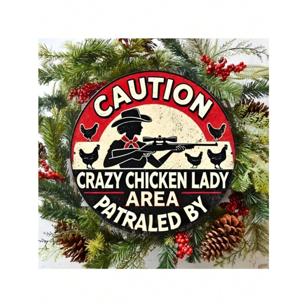 CIFbuy Crazy Chicken Lady Warning Sign Vintage Metal Tin Wall Art(TikTok、temu下自提)-7