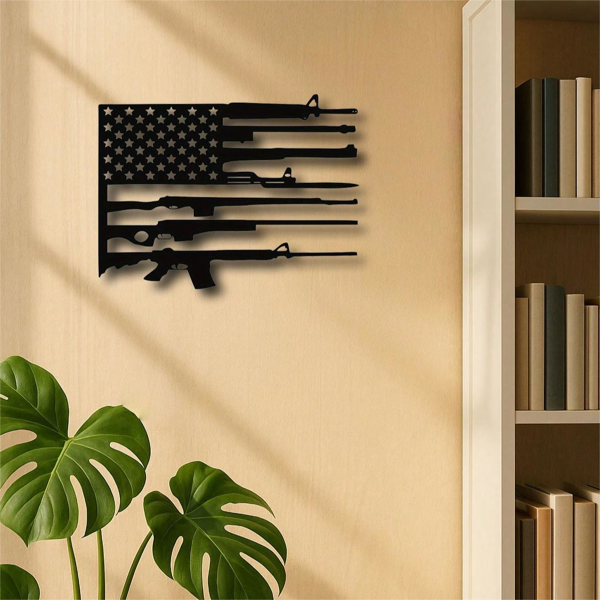 CIFbuy复古金属美国国旗墙面装饰 老式锡艺壁画 爱国主题艺术收藏 TikTok、temu下自提-2