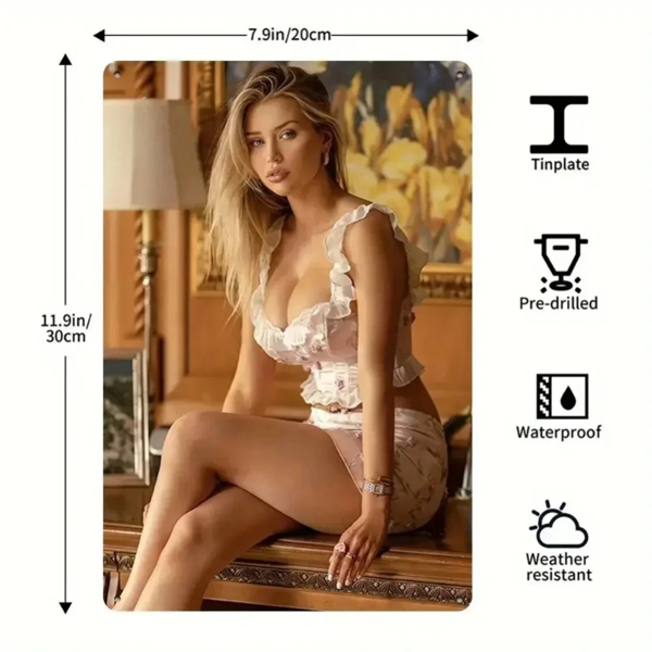 CIFbuy复古金发女郎铝墙艺装饰 家居酒吧洞穴风格挂件（TikTok、temu下自提）-3