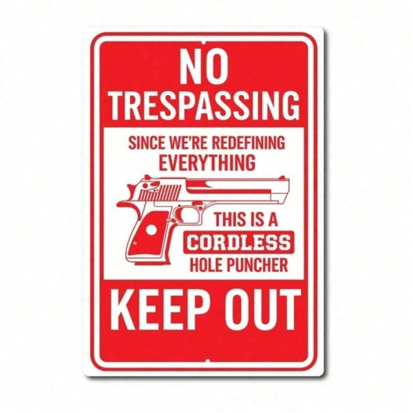 CIFbuy无线打孔枪警示牌保持远离标识牌金属墙牌(TikTok、temu下自提)-1