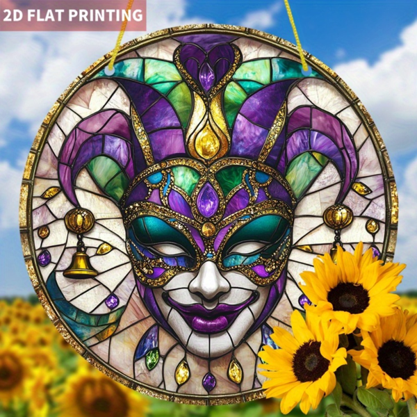 CIFbuy七彩波西米亚风格圆形威尼斯面具亚克力窗饰 家居装饰彩色太阳捕手(TikTok、temu下自提)-5