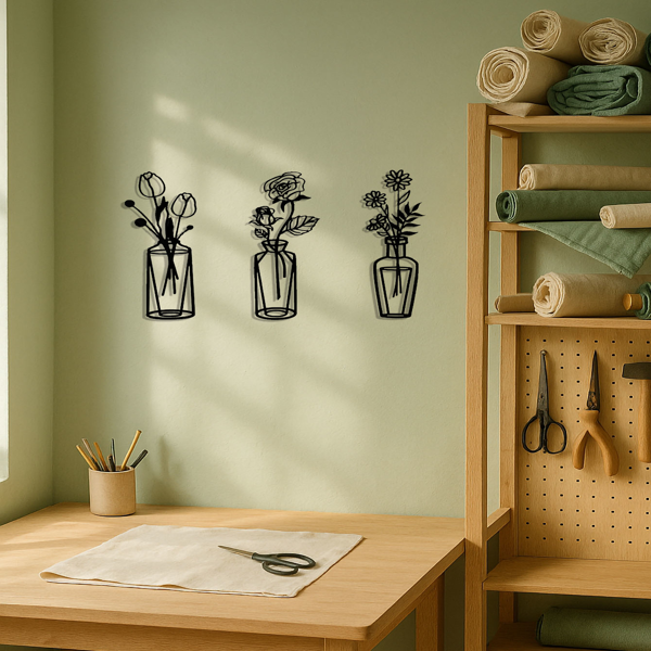 CIFbuy复古金属花朵墙面装饰三件套 乡村铁艺花卉壁挂雕塑 客厅卧室厨房装饰 (TikTok、temu下自提)-2