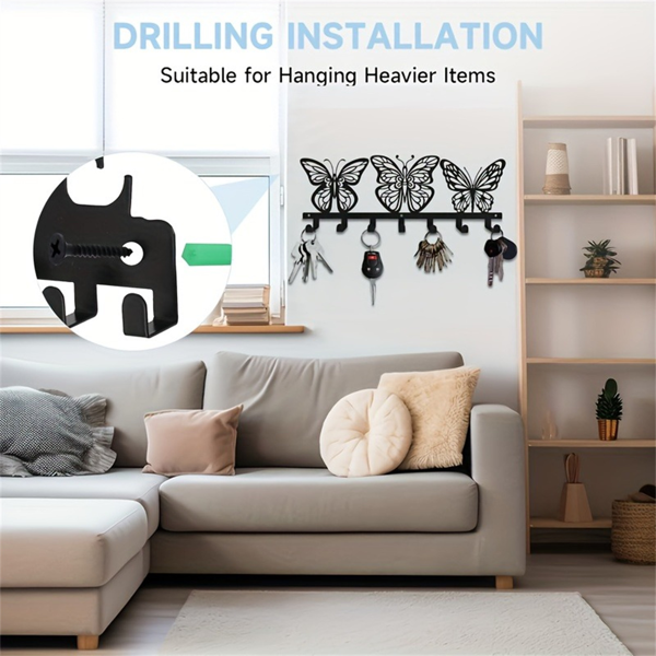 CIFbuy 7钩蝴蝶钥匙扣墙挂现代钥匙收纳入口走廊装饰 (TikTok、temu下自提)-5