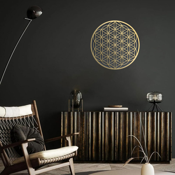 CIFbuy一体式莲花铝墙饰艺术 卧室客厅沙发上方花卉墙面装饰点缀（TikTok、temu下自提）-3