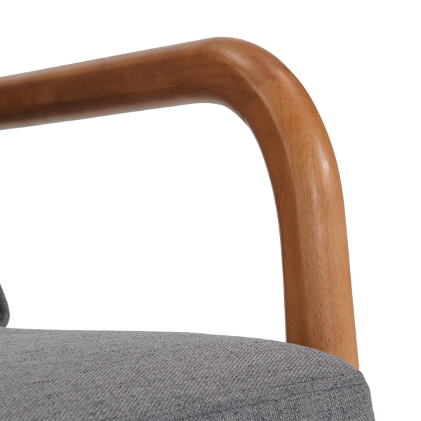 全拆 实木扶手 高背 靠背铁架麻布 深灰色 室内休闲椅-17