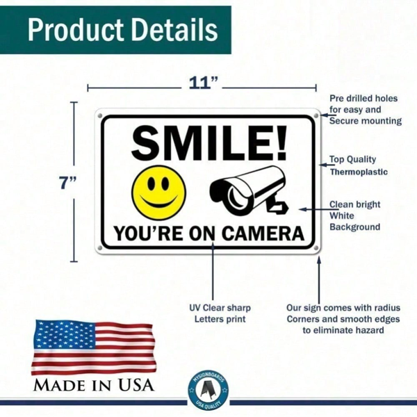 CIFbuy室内室外金属型监控警告标志，防雨耐用（支持TikTok、temu自提服务）-9