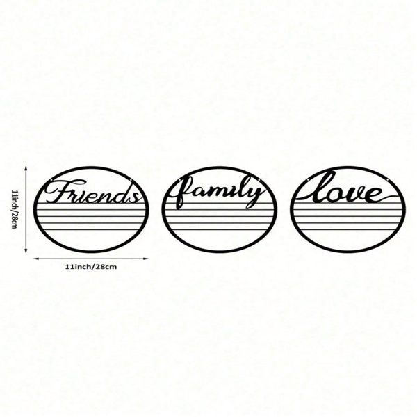 CIFbuy三件套圆形墙面装饰 友谊爱情家庭励志标语牌 防锈现代客厅卧室门饰(TikTok、temu下自提)-6