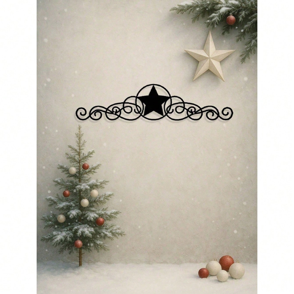 CIFbuy复古黑色金属墙壁星星挂饰乡村农场西部万圣圣诞节日派对装饰(TikTok、temu下自提)-1