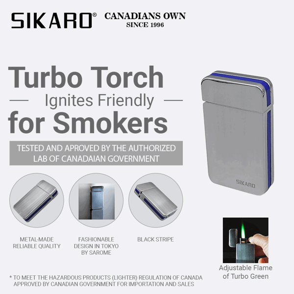 SIKARO®星空* 银面蓝色边条日本设计时尚强力防风打火机雪茄香烟厨房户外可重复充气可调节火焰高度便携式-2