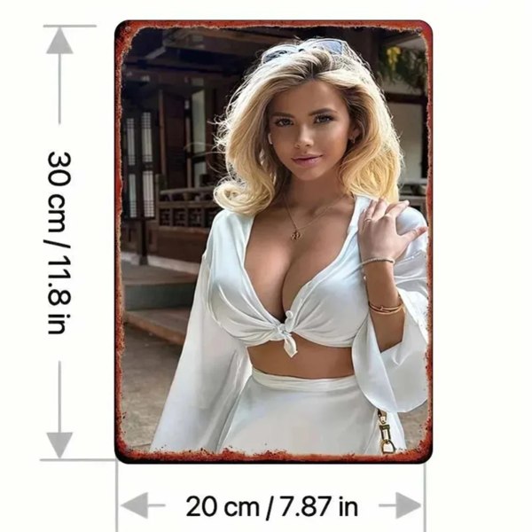 CIFbuy复古金色卷发女士铝墙饰 卧室酒吧花园户外家居装饰（TikTok、temu下自提）-2