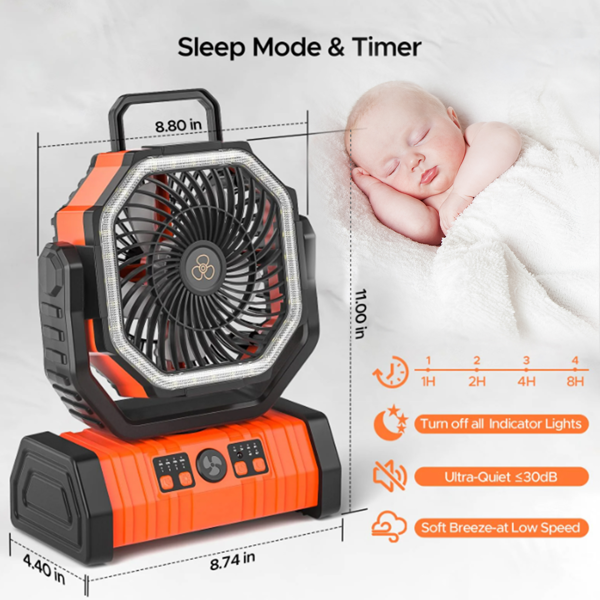 电池便携式露营风扇 20000mAh可充电移动电源 支持270°旋转-4