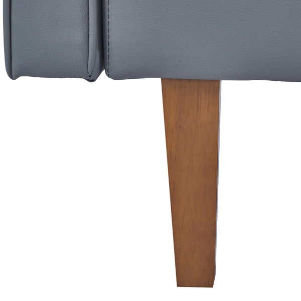 现代 PU 皮革沙发｜可调节倾斜靠背簇绒沙发｜木脚+金属支撑脚客厅休闲沙发-12