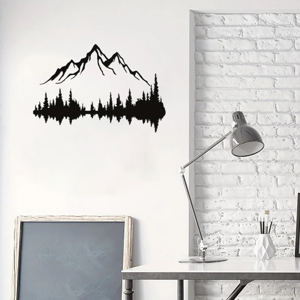 CIFbuy大号黑色铁制山树浮雕壁画两件套 客厅卧室墙面装饰品（TikTok、temu下自提）-8