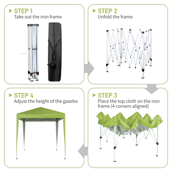 6.5X6.5FT 草绿色 4围(2围2门)  折叠棚 210D牛津布 白色喷塑钢管 配拎包-9