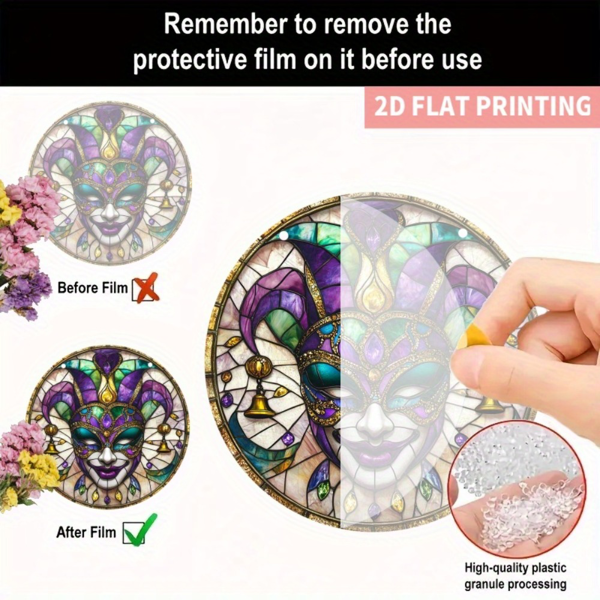 CIFbuy圆形亚克力装饰挂件 彩色威尼斯狂欢节面具太阳捕捉窗挂家居装饰（TikTok、temu下自提）-7