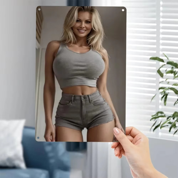 CIFbuy二手自信金发女士2D金属墙饰 室内外花园客厅装饰(TikTok、temu下自提)-2