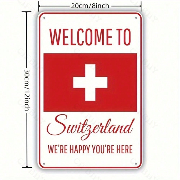 CIFbuy瑞士国旗金属墙饰 厨房酒吧咖啡馆车库装饰铝制防水标志牌（TikTok、temu下自提）-6