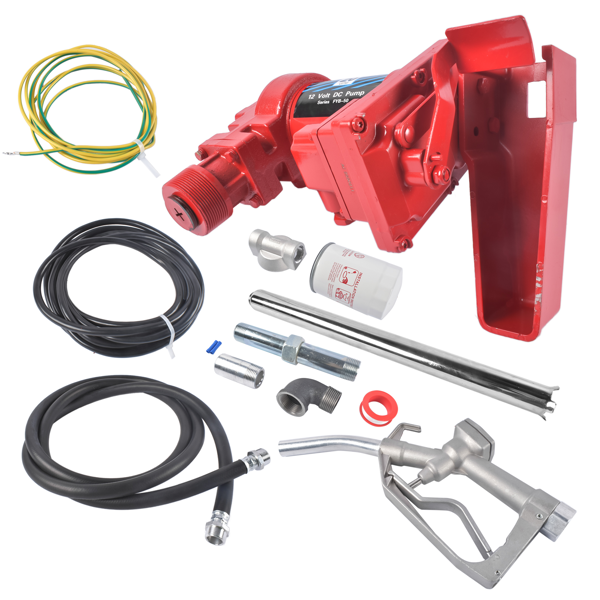 抽油泵 20 GPM High Flow Fuel Transfer Pump 12V DC with Manual Nozzle for Gas Diesel Red-5