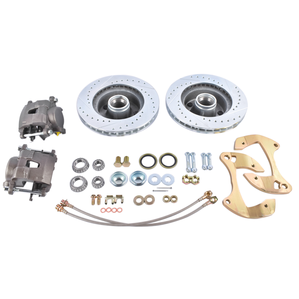 刹车盘套装 Deluxe Disc Brake Conversion Kit Drilled/Slotted Fits for Chevy Biscayne Bel Air Impala Nomad Del Ray Full Size Car V8 1955-1957 & 1959-1964-11