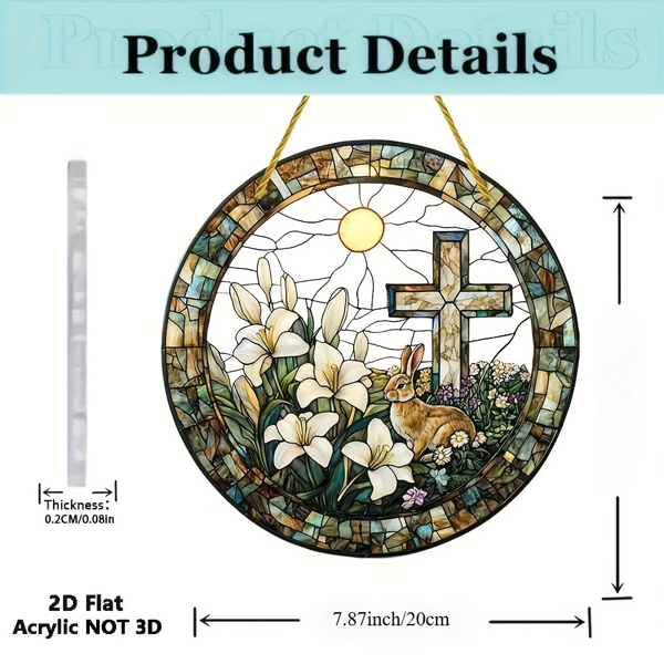 CIFbuy 复活节兔子太阳捕手窗挂装饰亚克力波西米亚风格庭院阳台礼物（TikTok、temu下自提）-2