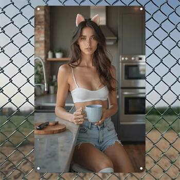 CIFbuy白铝制厨房猫耳饰品装饰艺术画（TikTok、temu下自提）