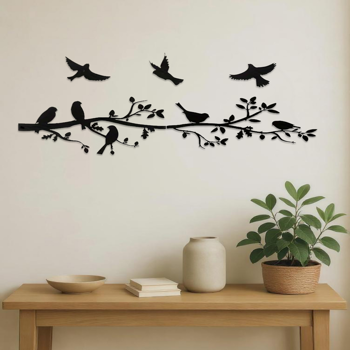 CIFbuy现代5件套金属飞鸟墙饰 防锈防水客厅卧室庭院花园耐用室内外家居装饰独特暖屋婚礼生日礼品（TikTok、temu下自提）