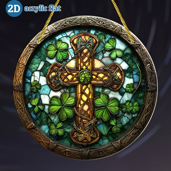 CIFbuy多彩亚克力十字架三叶草阳光捕捉器窗户装饰彩虹捕光挂饰（TikTok、temu下自提）-5