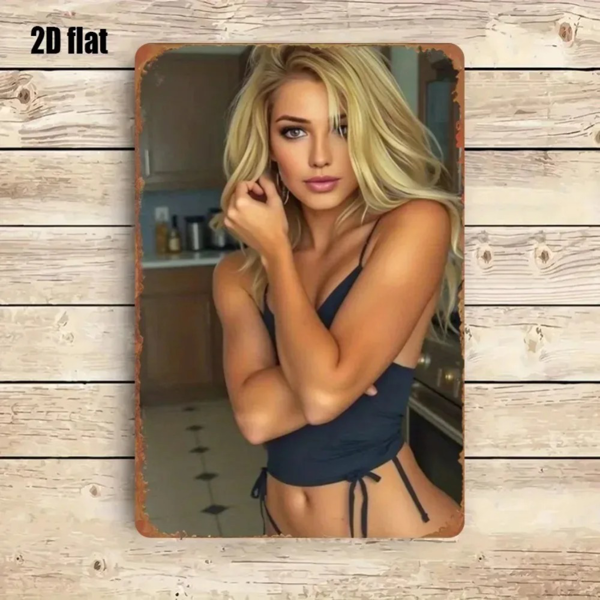 CIFbuy复古金发女士厨房酒吧金属墙饰（TikTok、temu下自提）-5