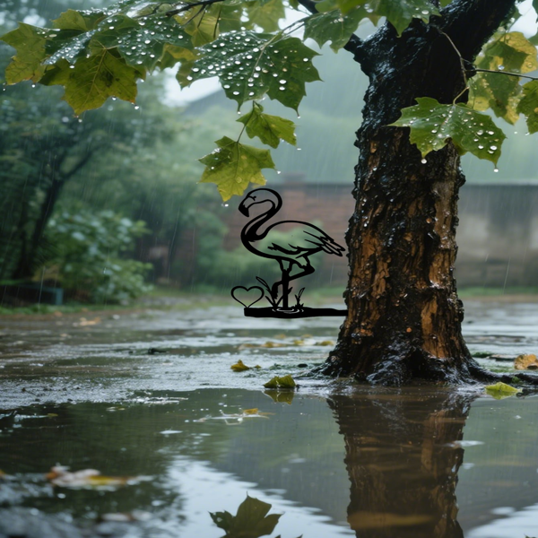 CIFbuy复古火烈鸟墙面艺术装饰铁制户外庭院花园挂饰(TikTok、temu下自提)-2
