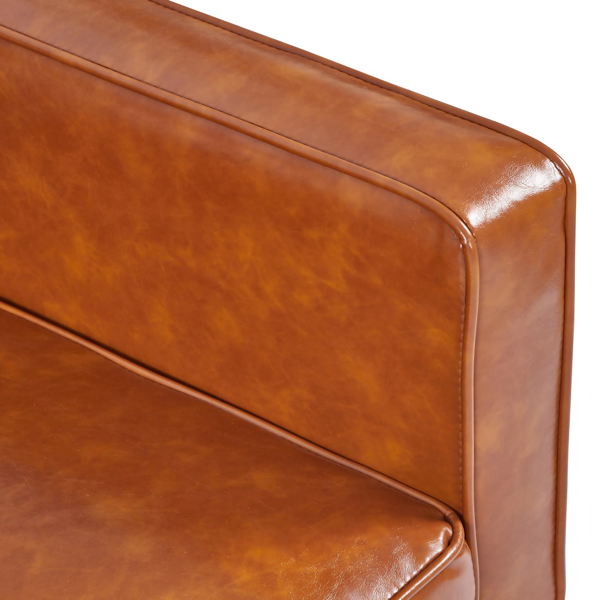 现代 PU 皮革沙发｜可调节倾斜靠背簇绒沙发｜木脚+金属支撑脚客厅休闲沙发-15