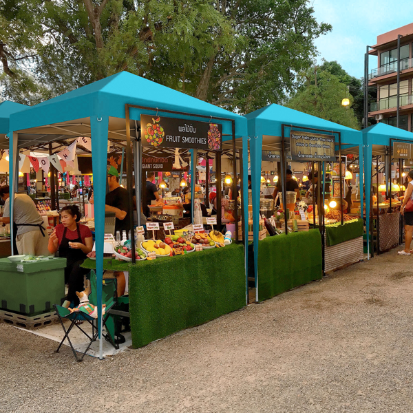 6.5X6.5FT 湖蓝色 4围(2围2门)  折叠棚 210D牛津布 白色喷塑钢管 配拎包-16