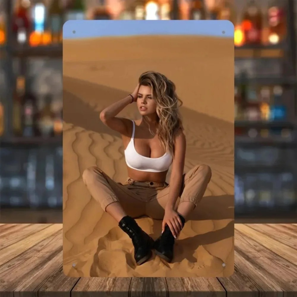 CIFbuy男士空间铝制装饰牌 性感女郎墙面海报 酒吧咖啡厅办公室车库家居装饰（TikTok、temu下自提）-2